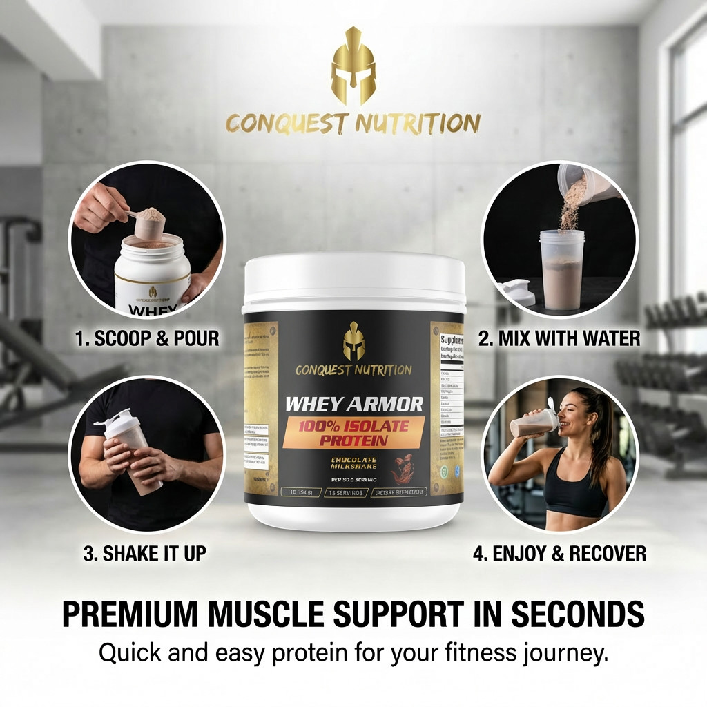 Conquest Whey Armor 100% Whey Isolate Chocolate 1lb Protein Powder Recovery