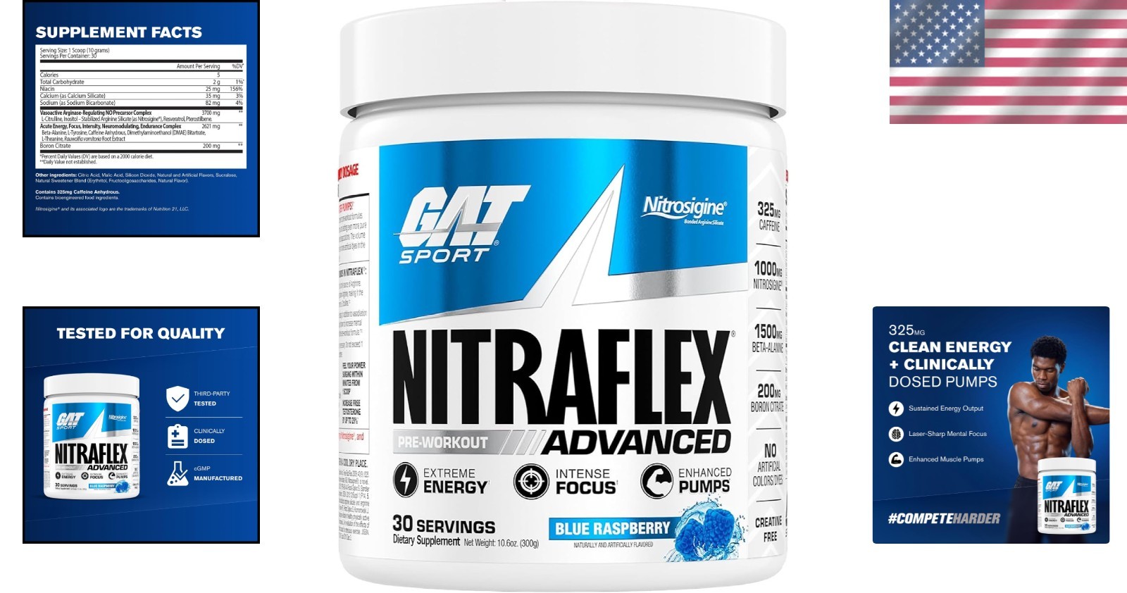 Blue Raspberry Nitraflex Pre-Workout Powder – Boost Energy & Focus, 30 Servings