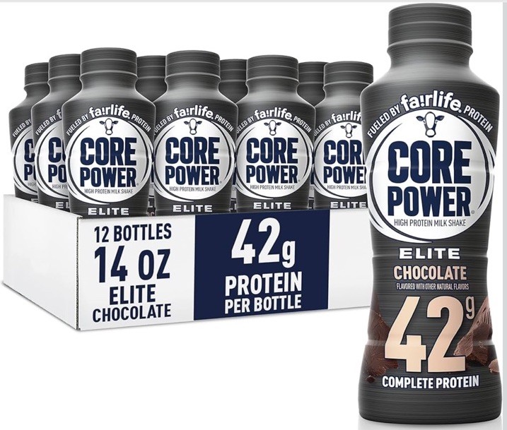 Core Power Elite High Protein Shake, Chocolate, 42g Bottle, 14oz, 12 Pack