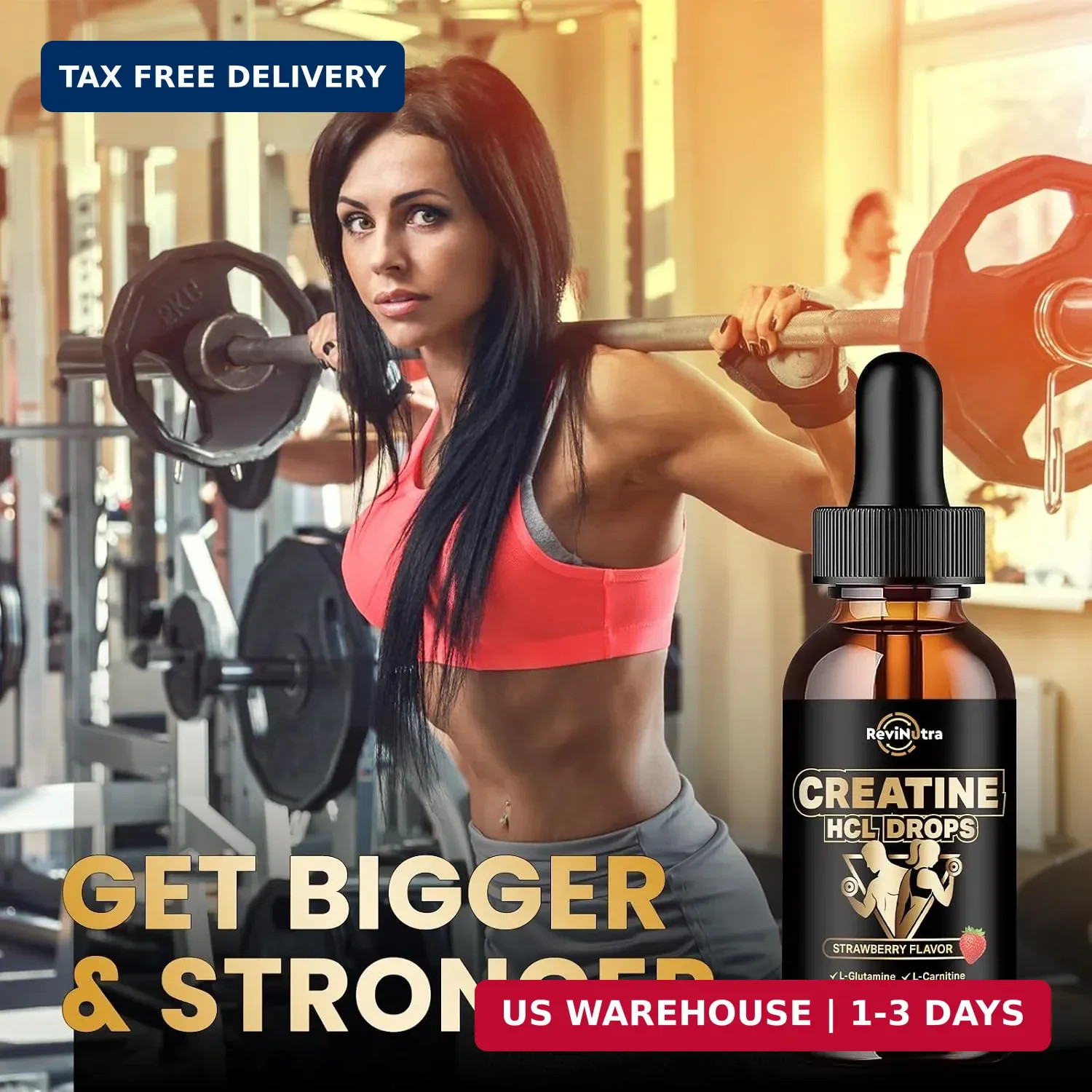 Creatine HCL Liquid Drops for Men & Women, 1500mg Liquid Creatine Hydrochloride,