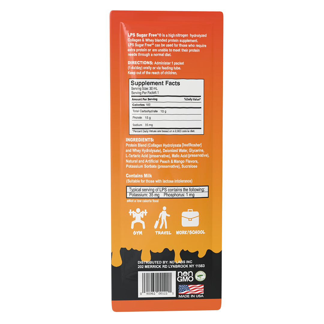 LPS Sugar Free Collagen & Whey Liquid Protein Supplement Peach Mango 1 Count