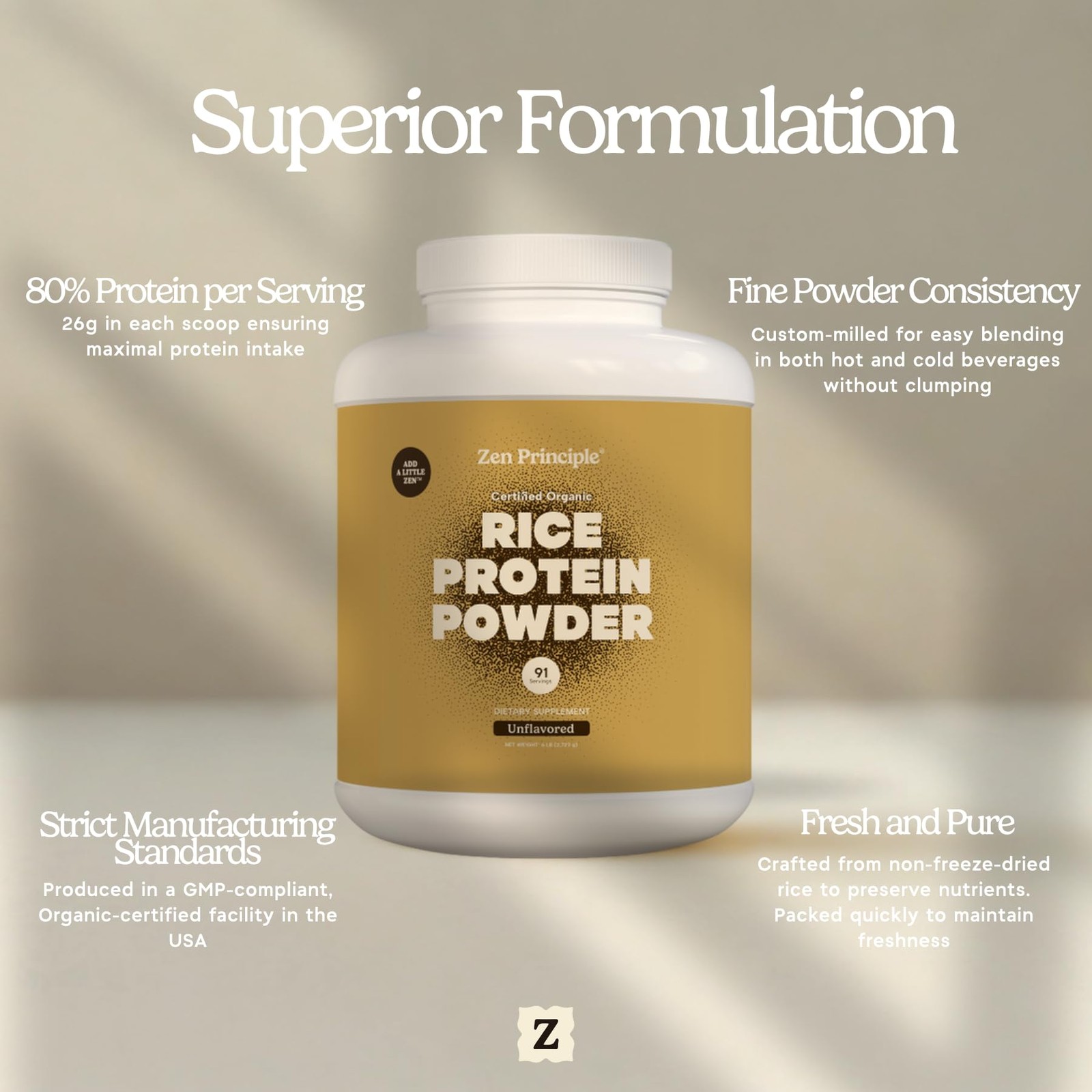 Zen Principle Organic Brown Rice Protein 6 Lb. Usda Certified Organic.
