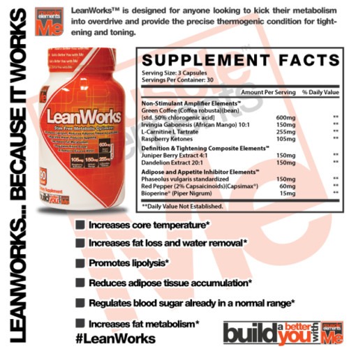Muscle Elements LEAN WORKS Thermogenic Fat Burner Weight Loss – 90 capsules