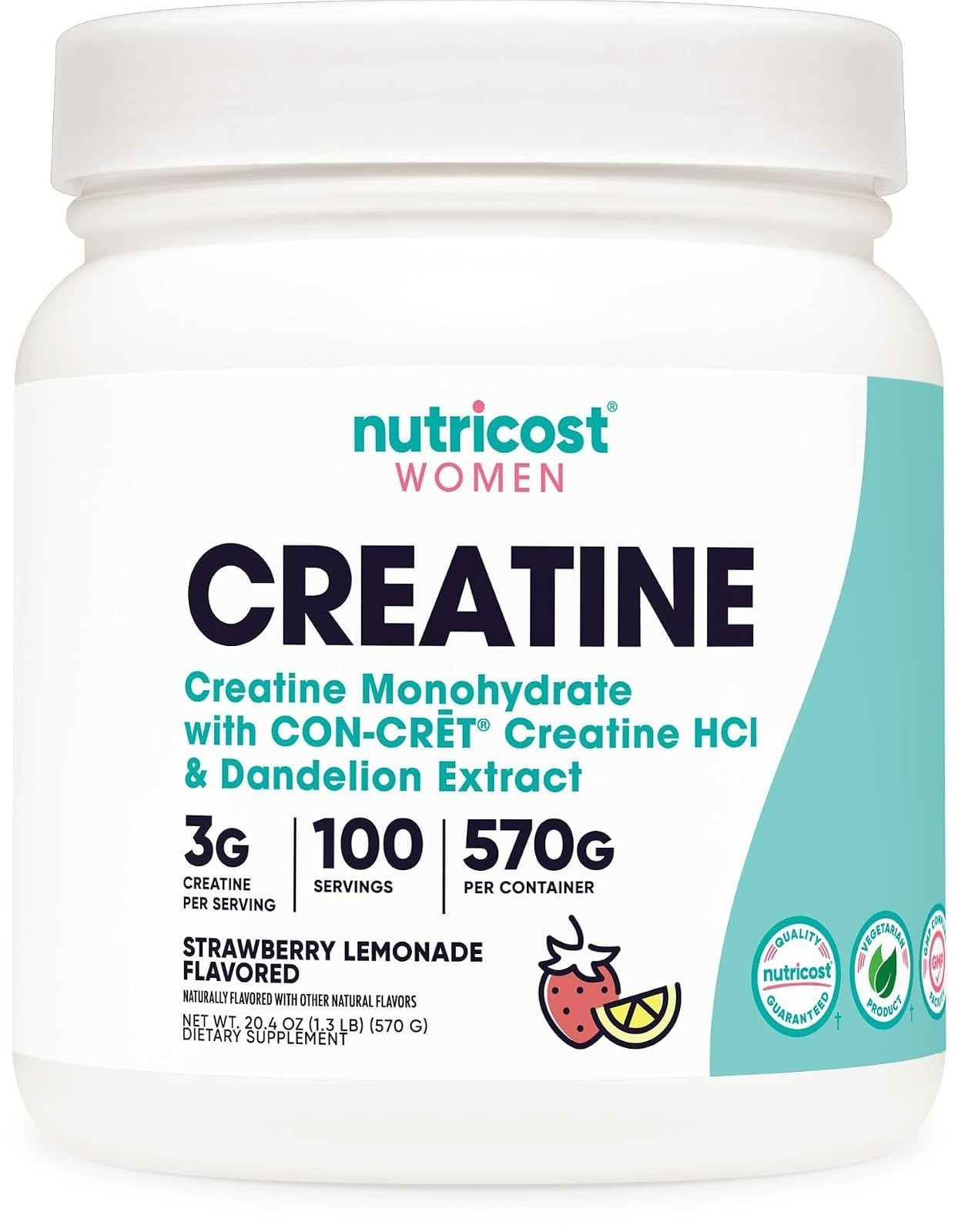 Nutricost Creatine Monohydrate Powder for Women 50 Servings Unflavored