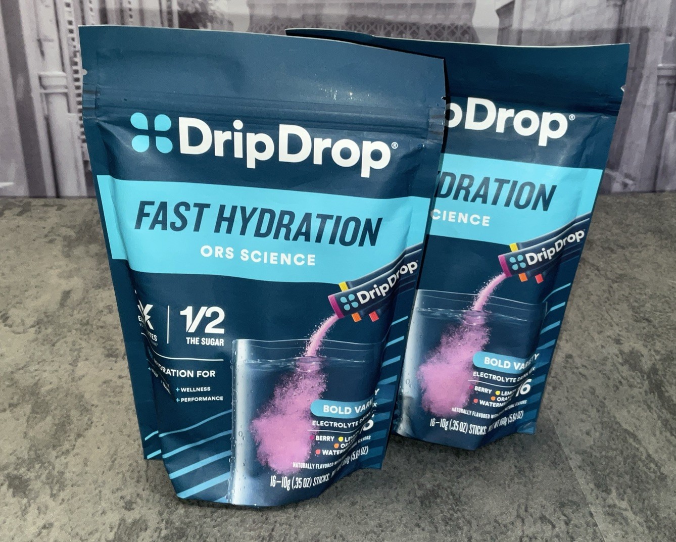 DripDrop Fast Hyndration 4 Flavor Electrolyte Powder – 16 Pieces (2 Pack)
