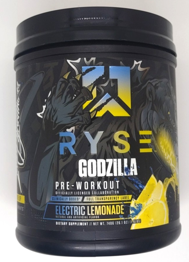 RYSE Godzilla Pre Workout Electric Lemonade 1.6 lbs Exp: 04/2027