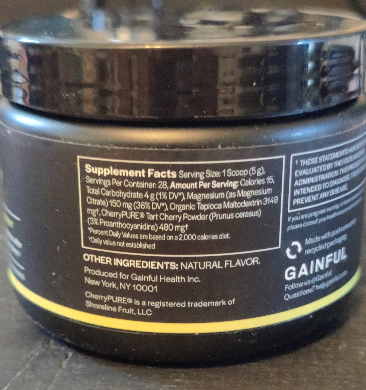 Gainful Muscle Recovery Powder! Magnesium + Tart Cherry Extract. Unflavored.