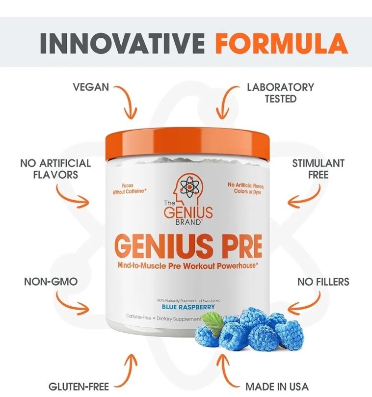 New – Genius Pre – Blue Raspberry – 11.35 oz (322 g) Exp. 2026