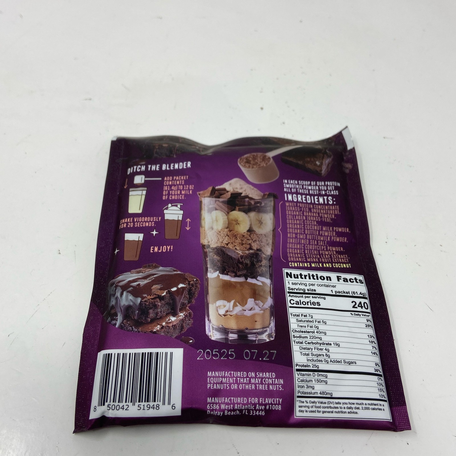 FlavCity Brownie Batter Protein Smoothie Packet 2.17oz