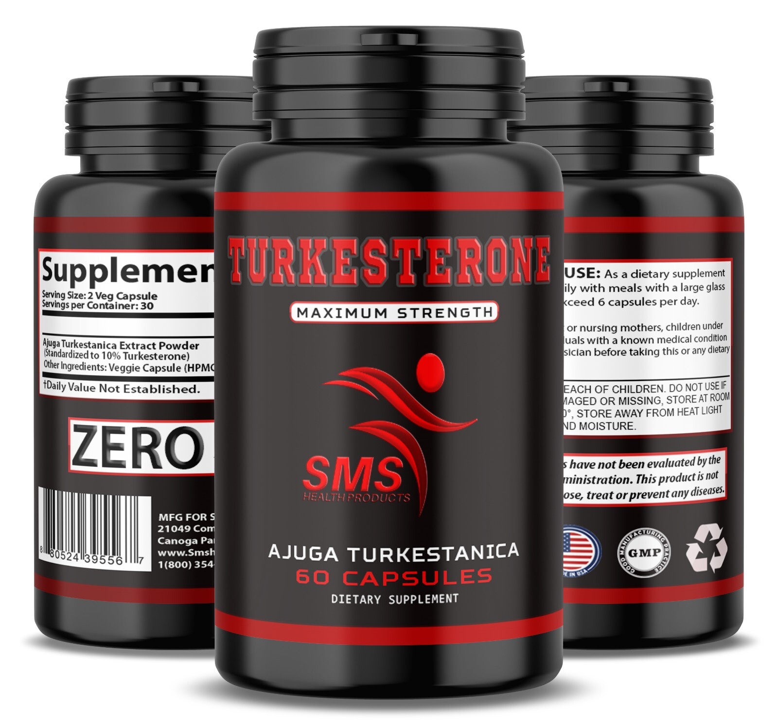 TURKESTERONE 600mg AKA Ajuga Turkestanica Standardized to 10% 180 Veg Capsules