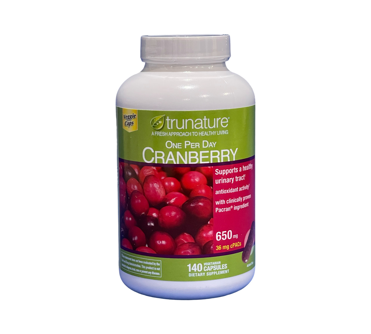 Trunature CRANBERRY 650mg, 140 Capsules one per day Supports a Healthy Urinary T