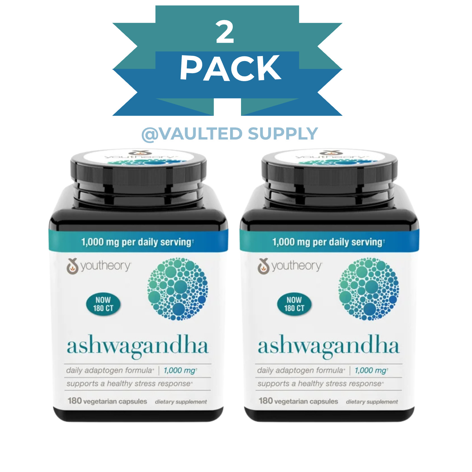 Youtheory Ashwagandha 1000 mg 180ct 05/27 – (2 Pack)