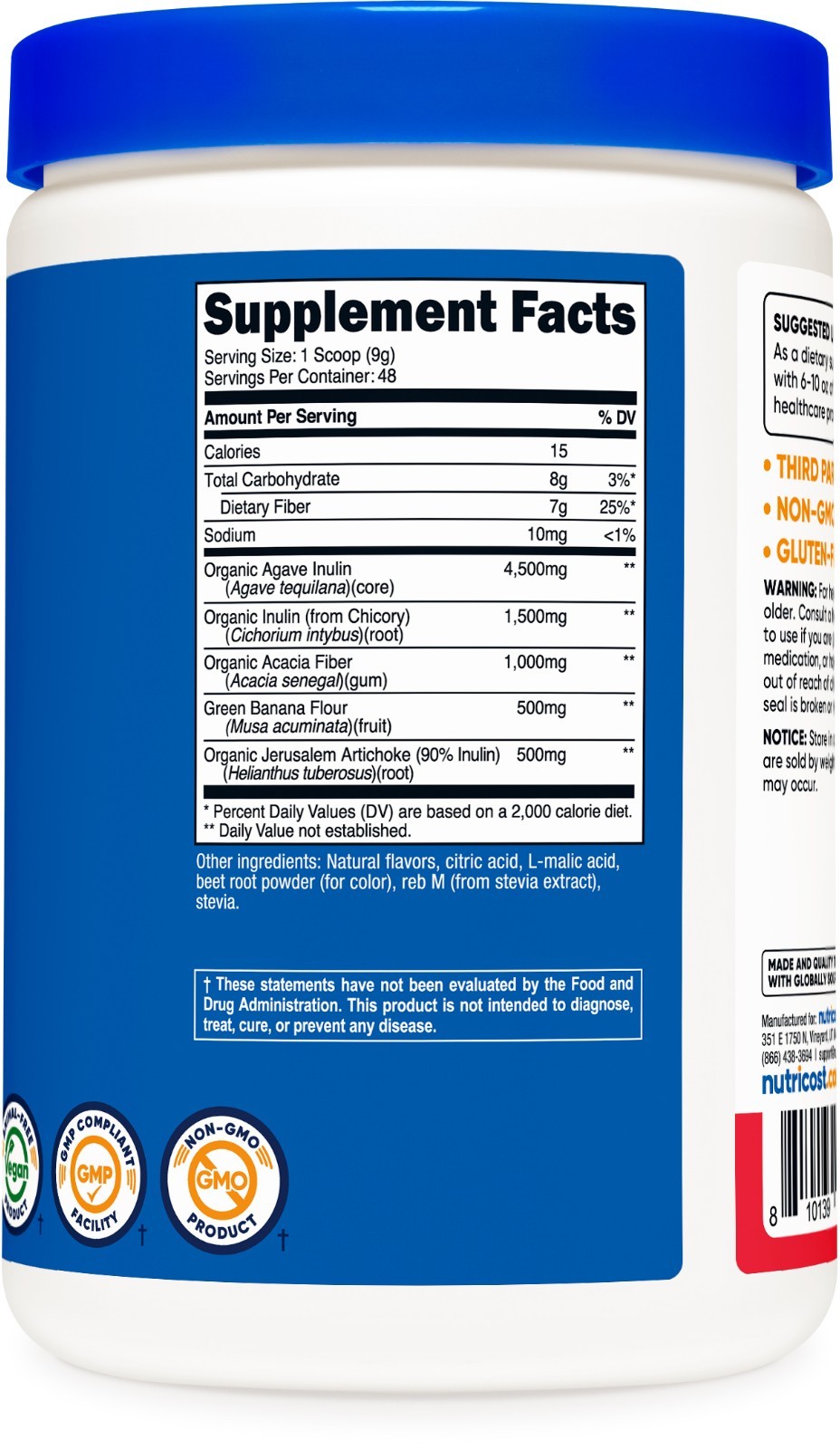 Nutricost Prebiotic Fiber Fruit Punch Flavored (1 Pound) – Vegan, Gluten-Free