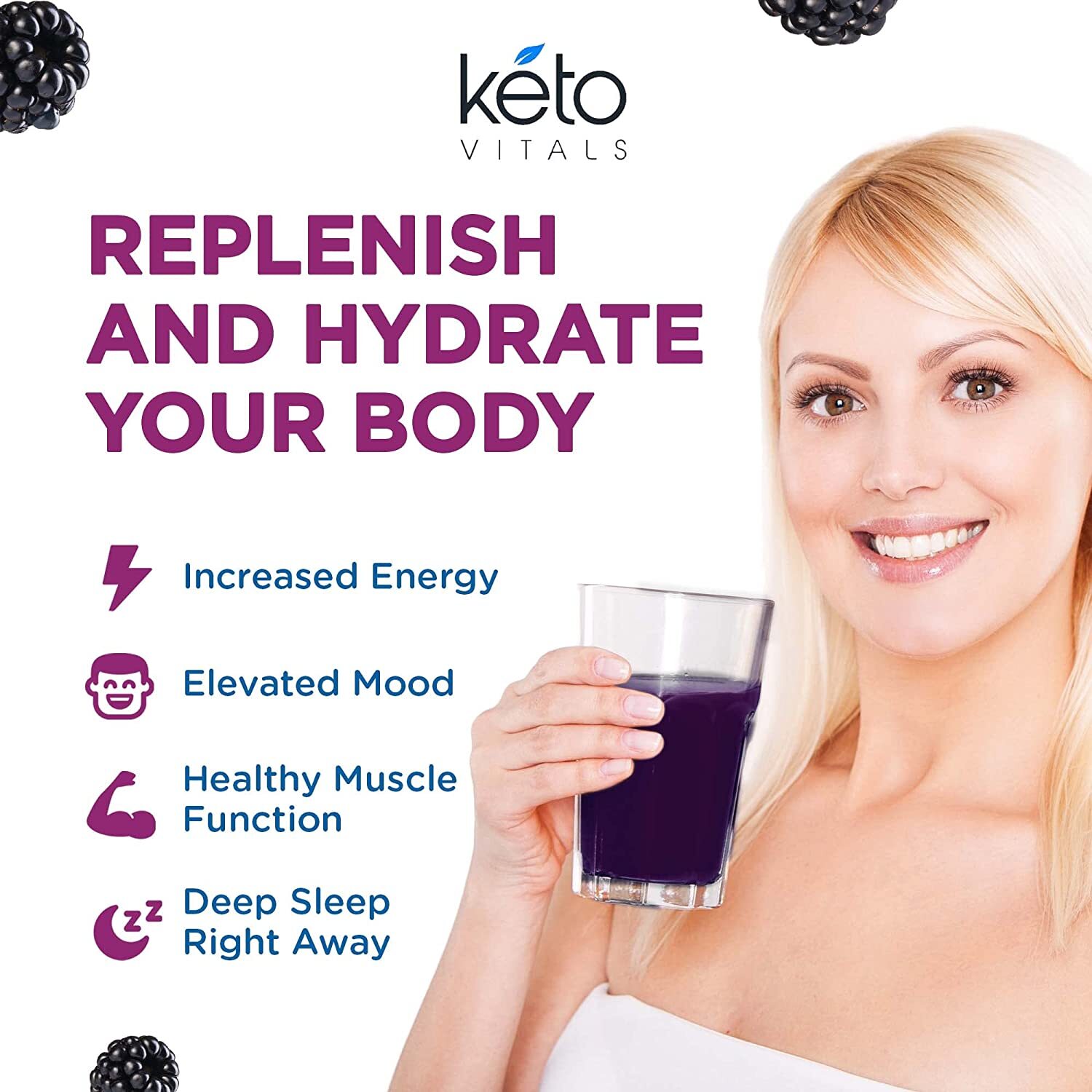 Keto Vitals Electrolyte Powder BlackBerry Energy Drink