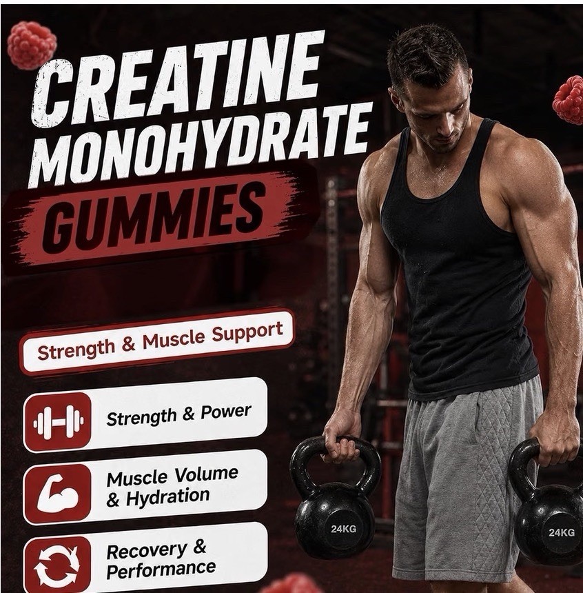 GABE Sunnybear Creatine Monohydrate Gummies Raspberry 160 Ct 5000mg Vegan