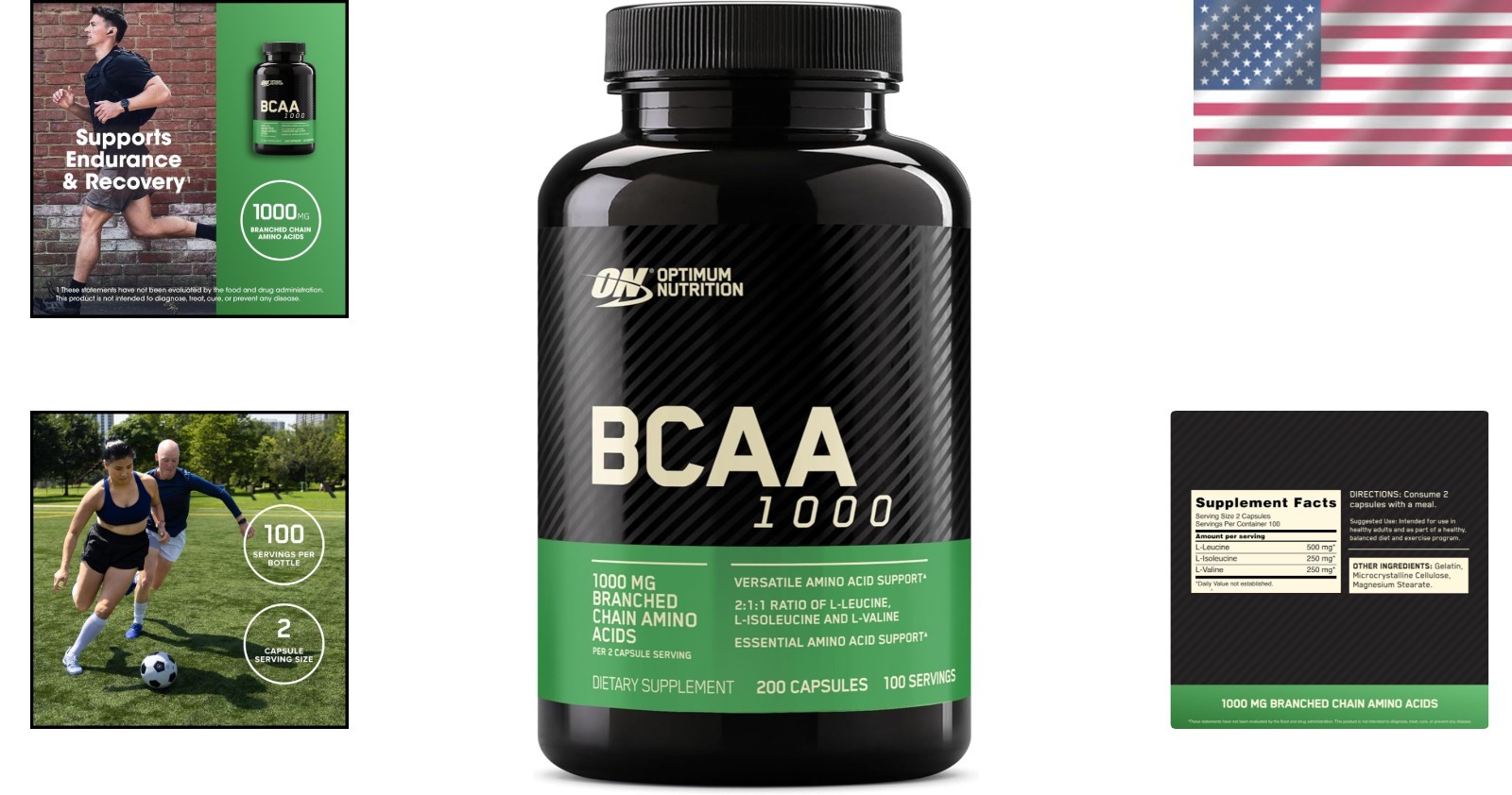 Essential Amino Acids BCAA Capsules, 200 Count – Supports Bone & Joints Health