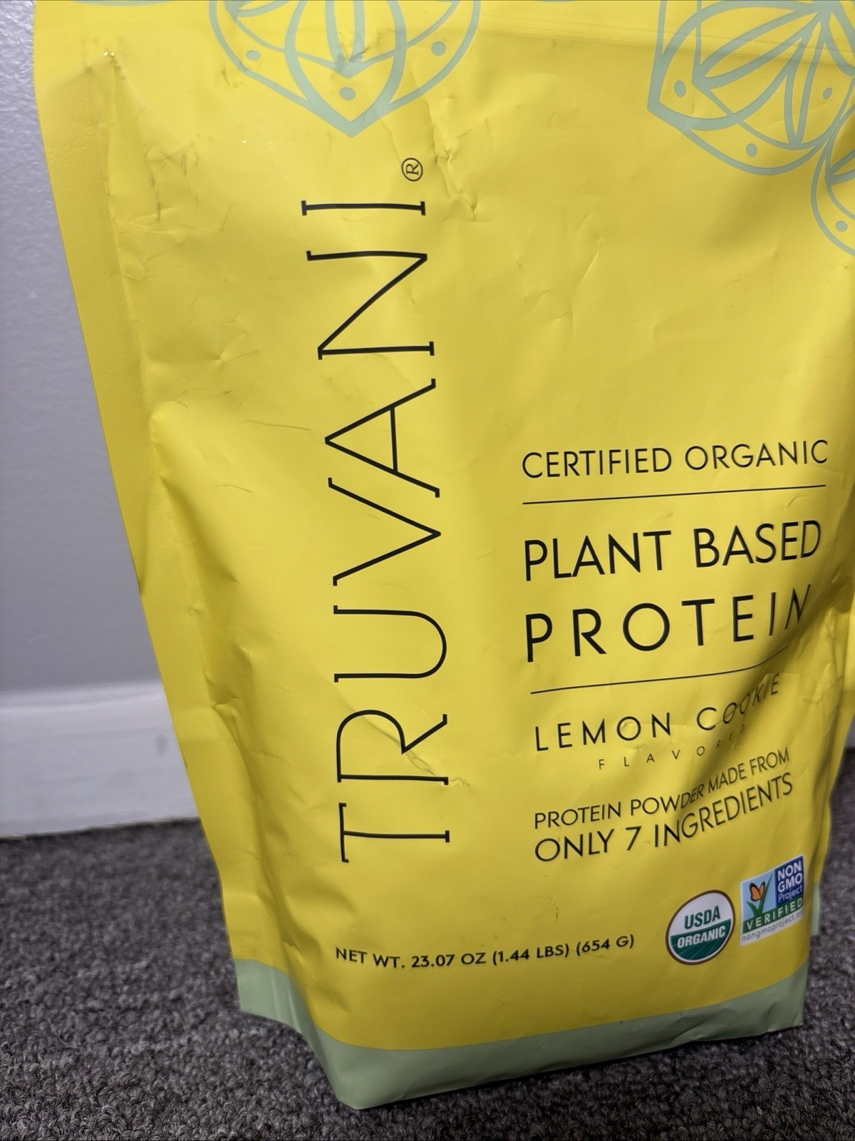 Truvani Certified Organic Plant-Based Protein Powder Lemon Cookie 23.07 oz