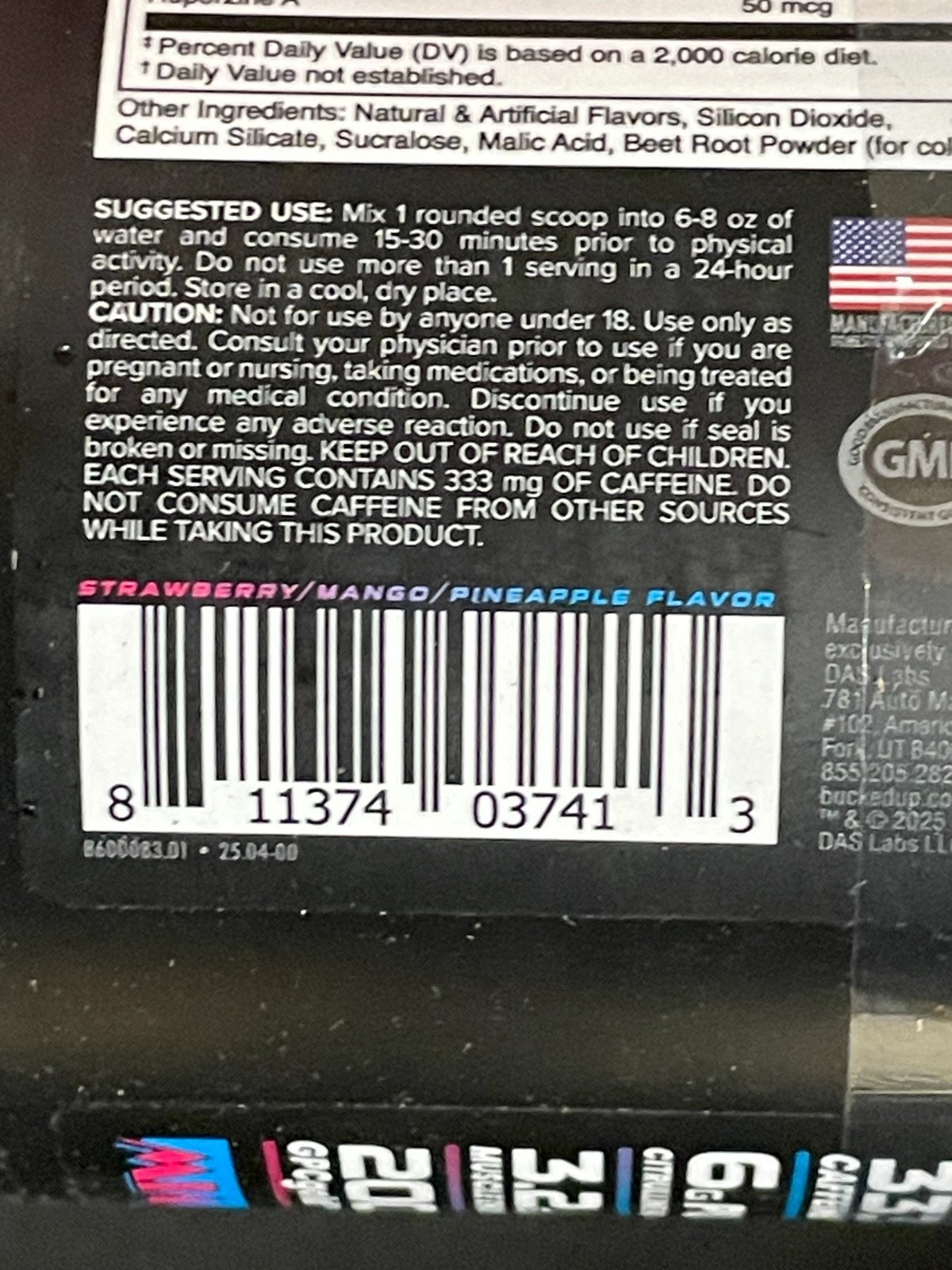 Bucked Up Woke AF Pre-Workout MIAMI Exp 5/2027 20 Servings