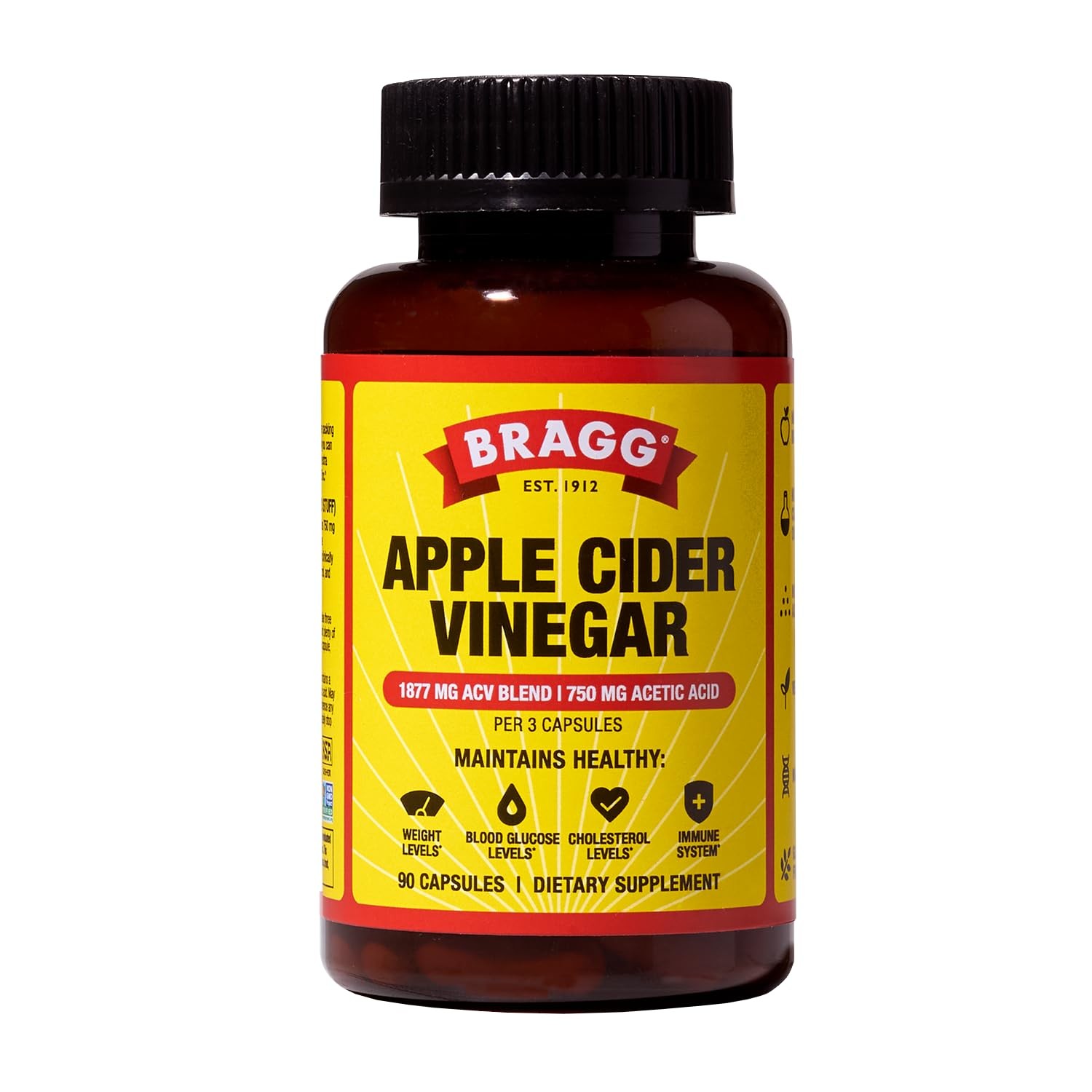 Organic Apple Cider Vinegar Capsules with Vitamin D and Zinc 90 Count Supports