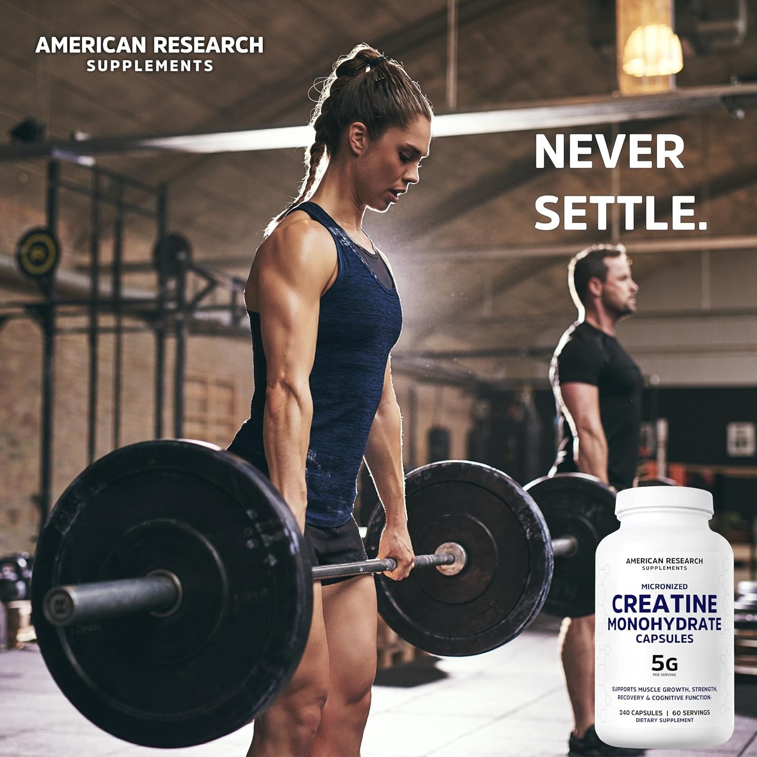 Creatine Monohydrate 5g Capsules 240 Count Vegan
