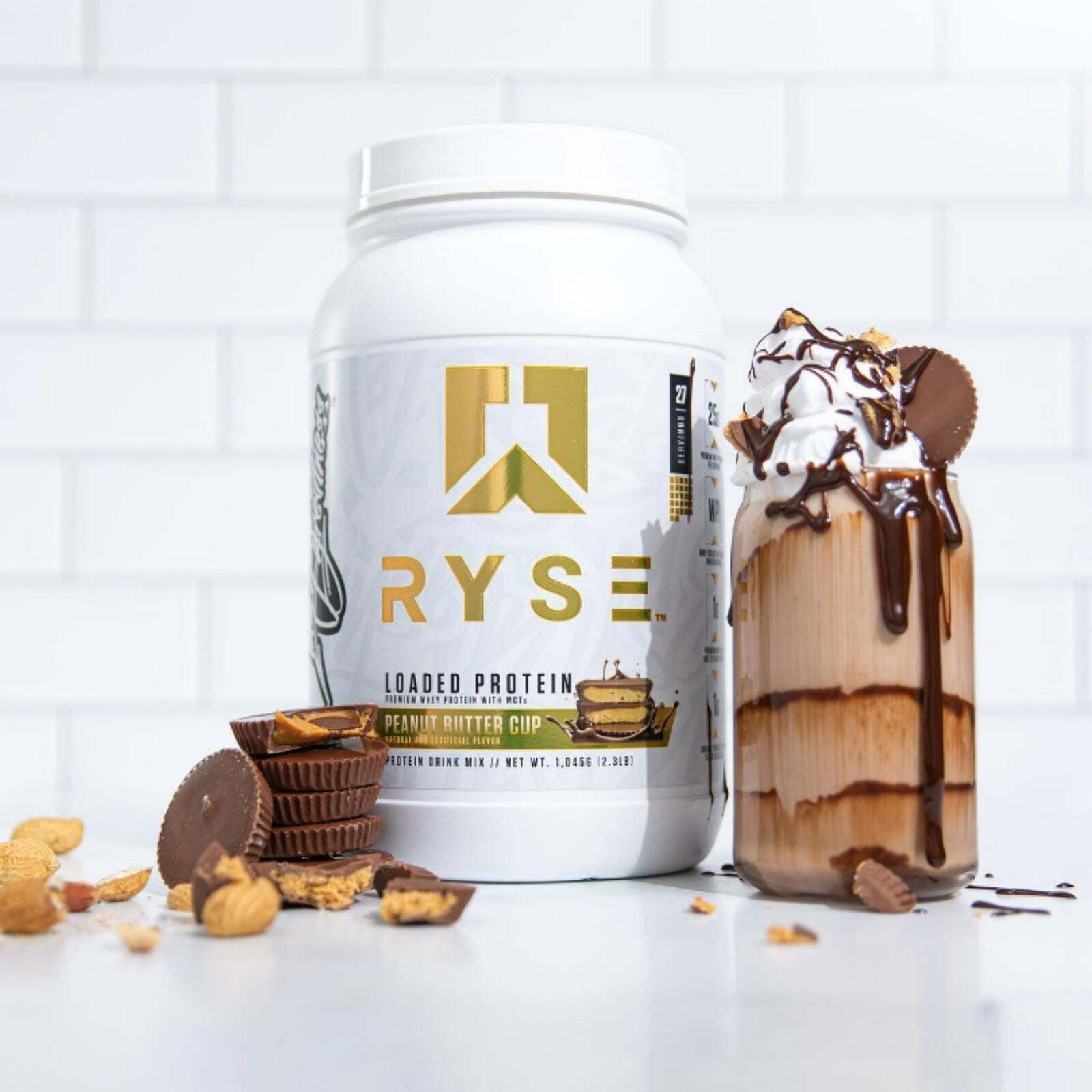 RYSE Loaded Premium Whey Protein Powder with MCTs – Peanut Butter Cup 2.3 lbs