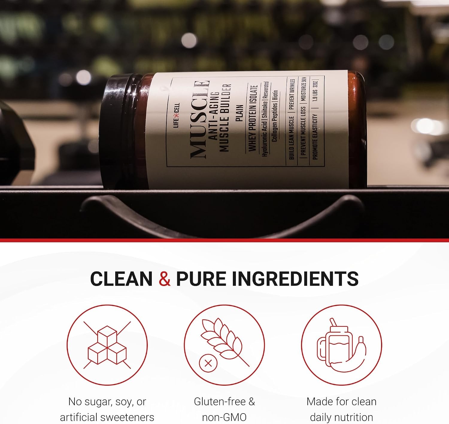 Whey Protein – Anti-Aging Muscle Builder with Shiitake Mushroom, Collagen & Hyal