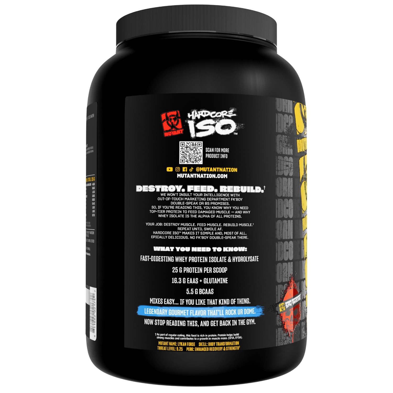 Mutant Hardcore ISO Whey Protein Isolate Powder Acts Fast to Help Recover, Bu…