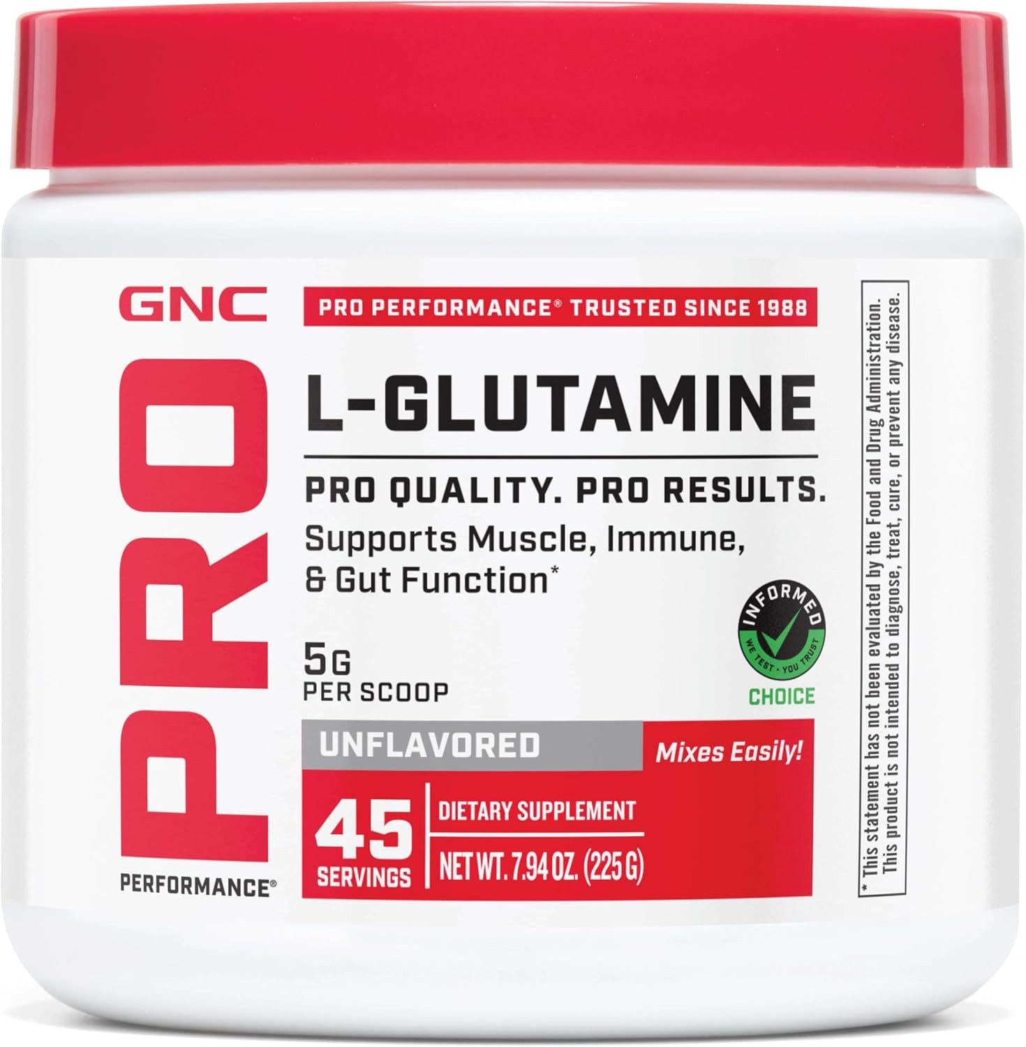GNC Pro Performance L-Glutamine 5000Mg, Amino Acid Supplement Powder, Supports M