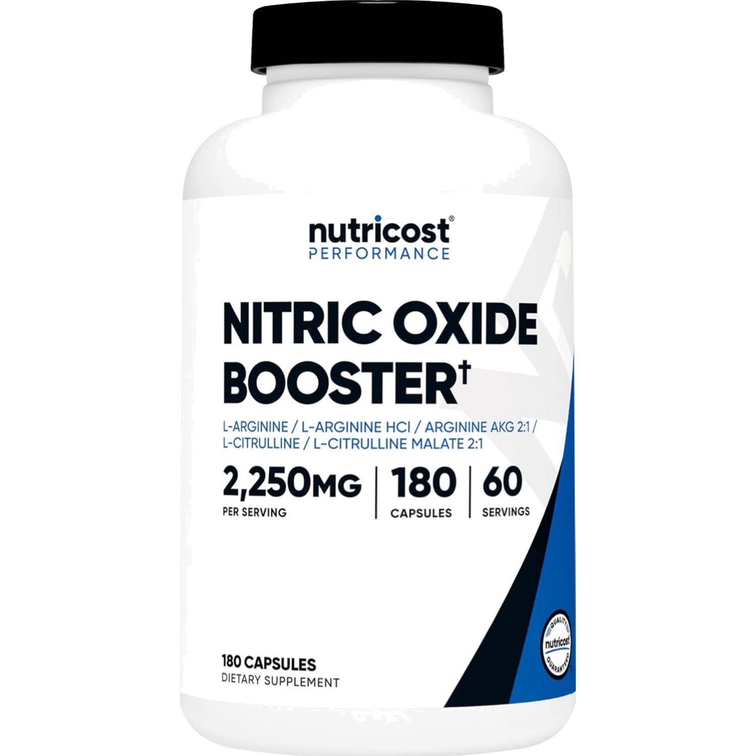 Nitric Oxide Booster Capsules 2250mg 180 Count Vascular Health Support