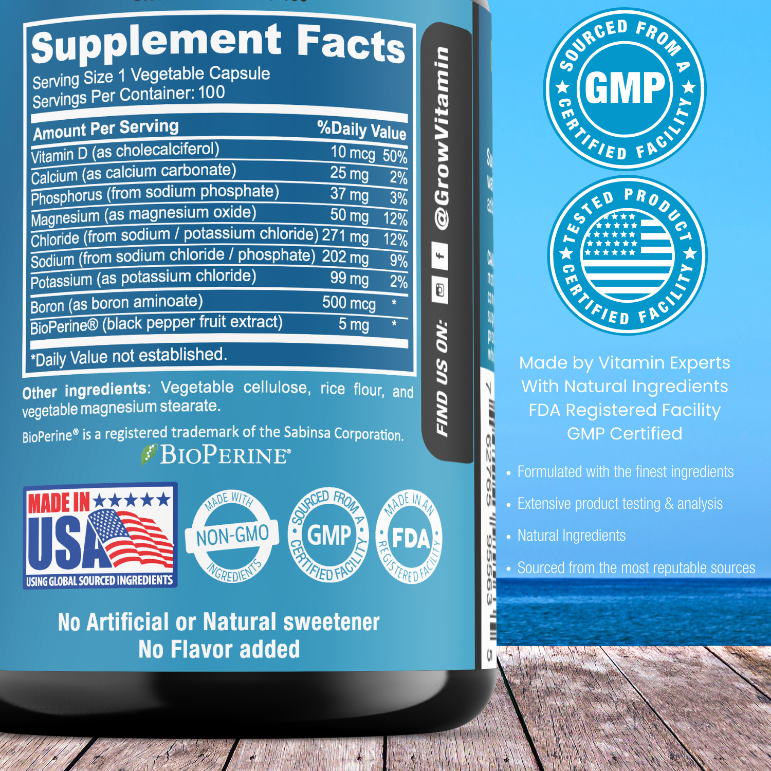 Grow Vitamin Lyte Fuel, Electrolyte Replacement Supplement. 100 Capsules