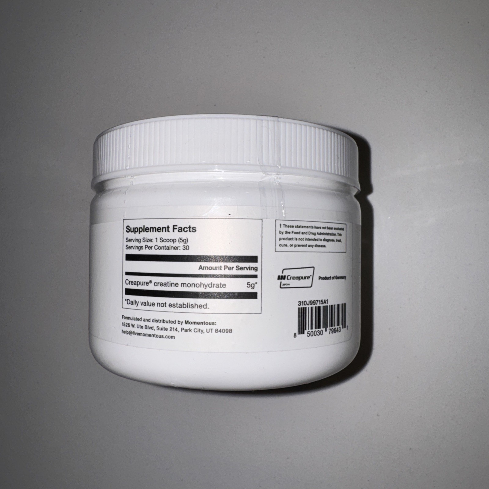 Momentous Creatine Monohydrate Powder 30 Servings Supports Muscle Recovery