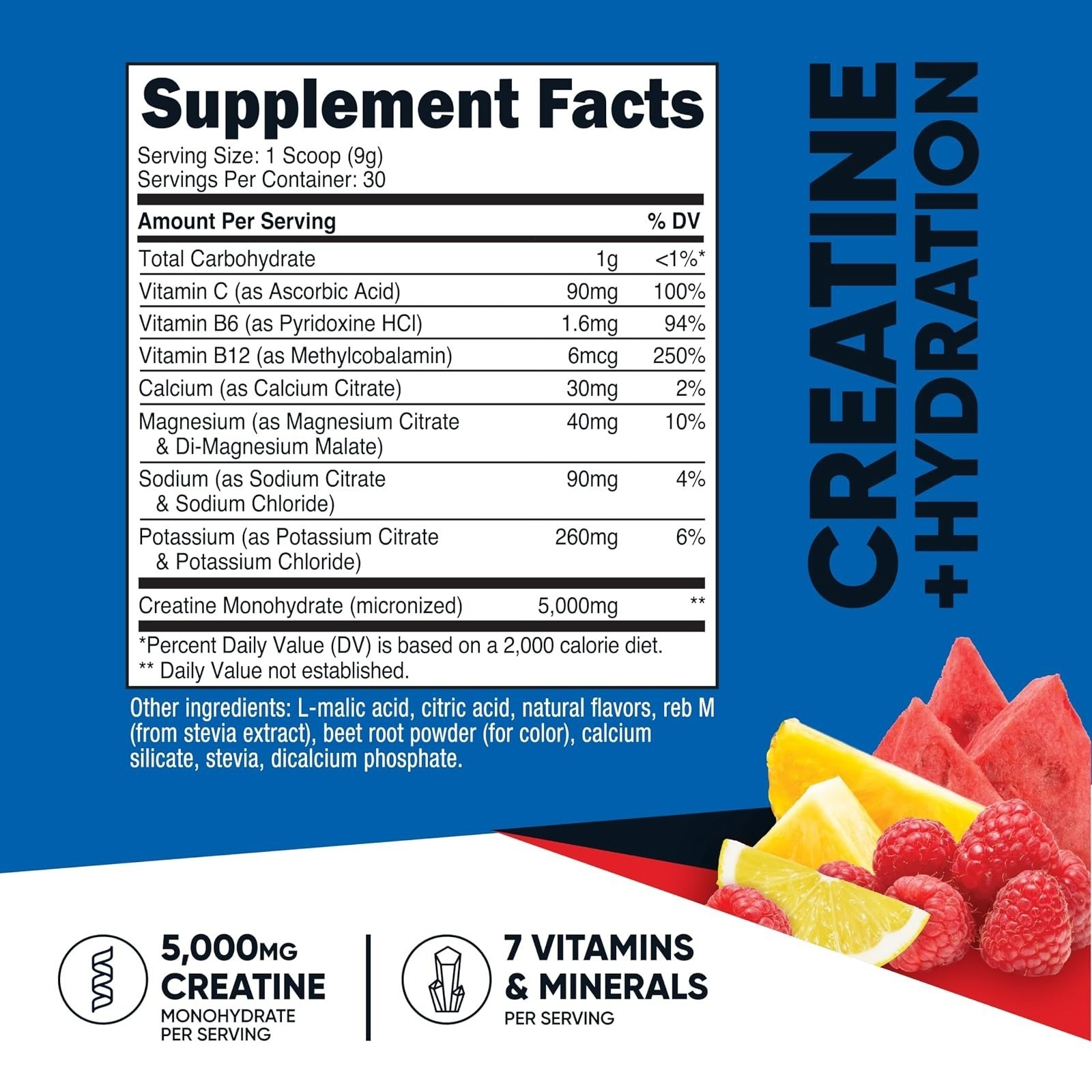 Nutricost Creatine Monohydrate + Hydration Powder – Fruit Punch, 30 Servings