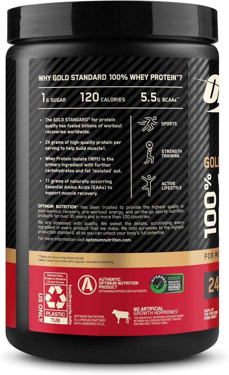 Gold Standard 100% Whey Protein Powder, Vanilla Ice Cream, 0.68 Pound (Pack of 1