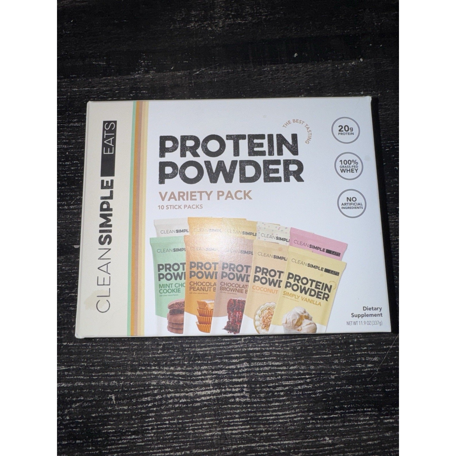 Clean Simple Eats Grass-Fed Whey Protein Variety Pack 10 Stick Packs 11.9oz
