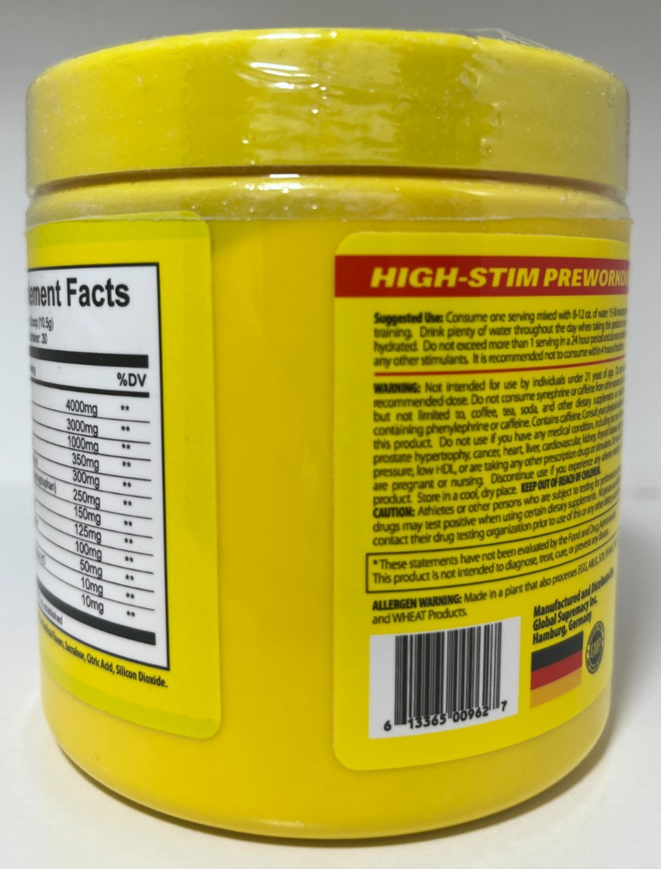 Global Supremacy 10G Ultra Extreme Hardcore Pre-Workout 30 Servings 5 Flavors