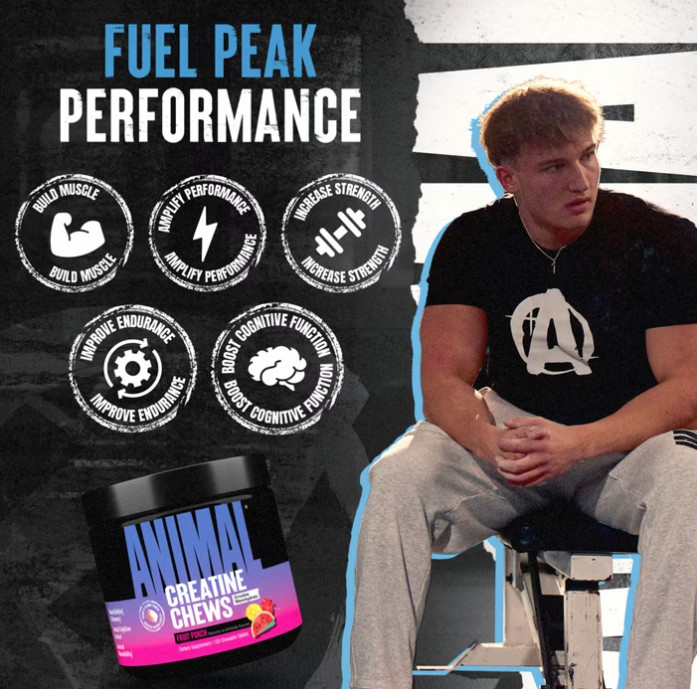 Animal Creatine Chews 5g Creatine Monohydrate Fruit Punch 30 Count Tablets