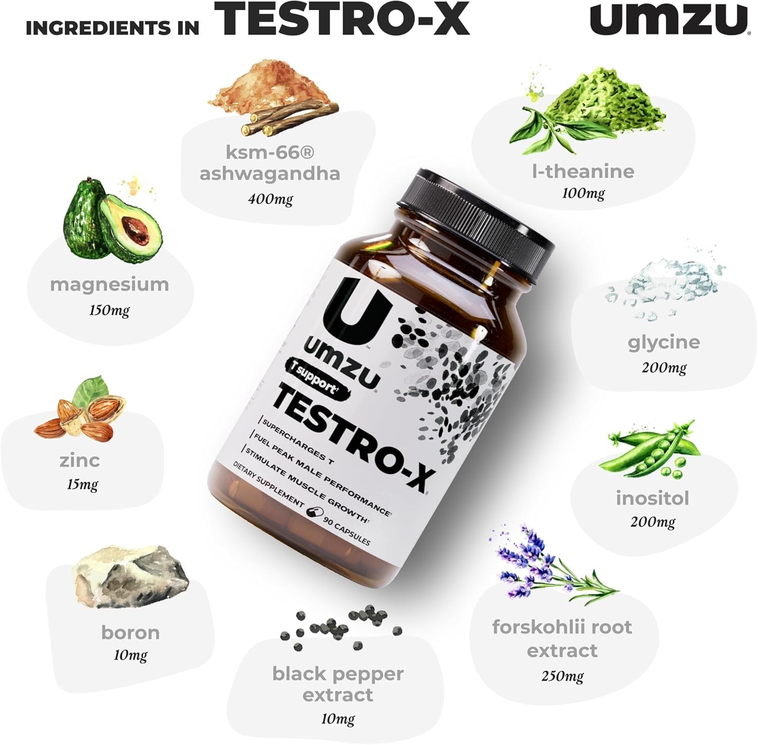 UMZU Testro-X Men’s Supplement – 90 Capsules – Boosts Energy & Muscle Recovery