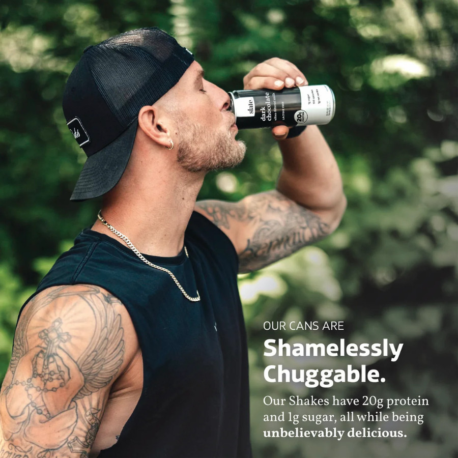 Slate 20G Protein Milk Shakes – Keto, Dark Chocolate Shake (11 fl oz), 12 Cans