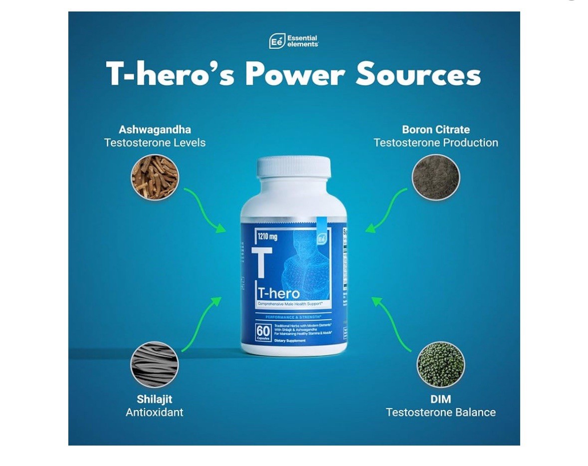 Essential Elements T-Hero Advanced Male Health Support Supplement New Exp. 04/26