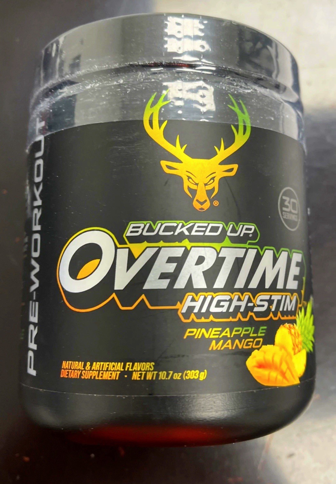 BUCKED UP OVERTIME HIGH-STIM PRE-WORKOUT PINEAPPLE MANGO 30 SERVINGS EXP 4/2028
