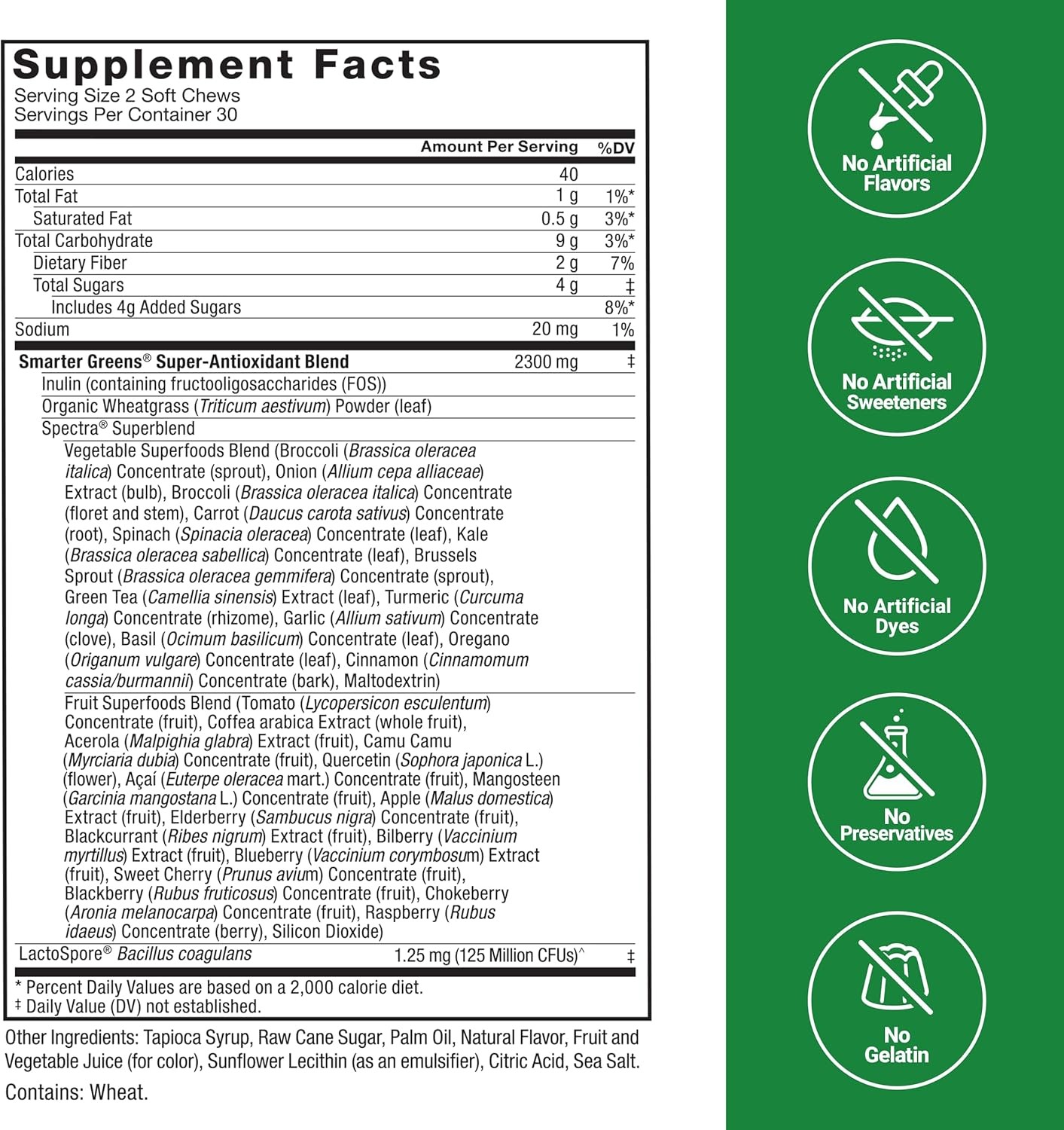 Smarter Greens Superfood Chews, Greens and Superfoods with Probiotics, Antioxid
