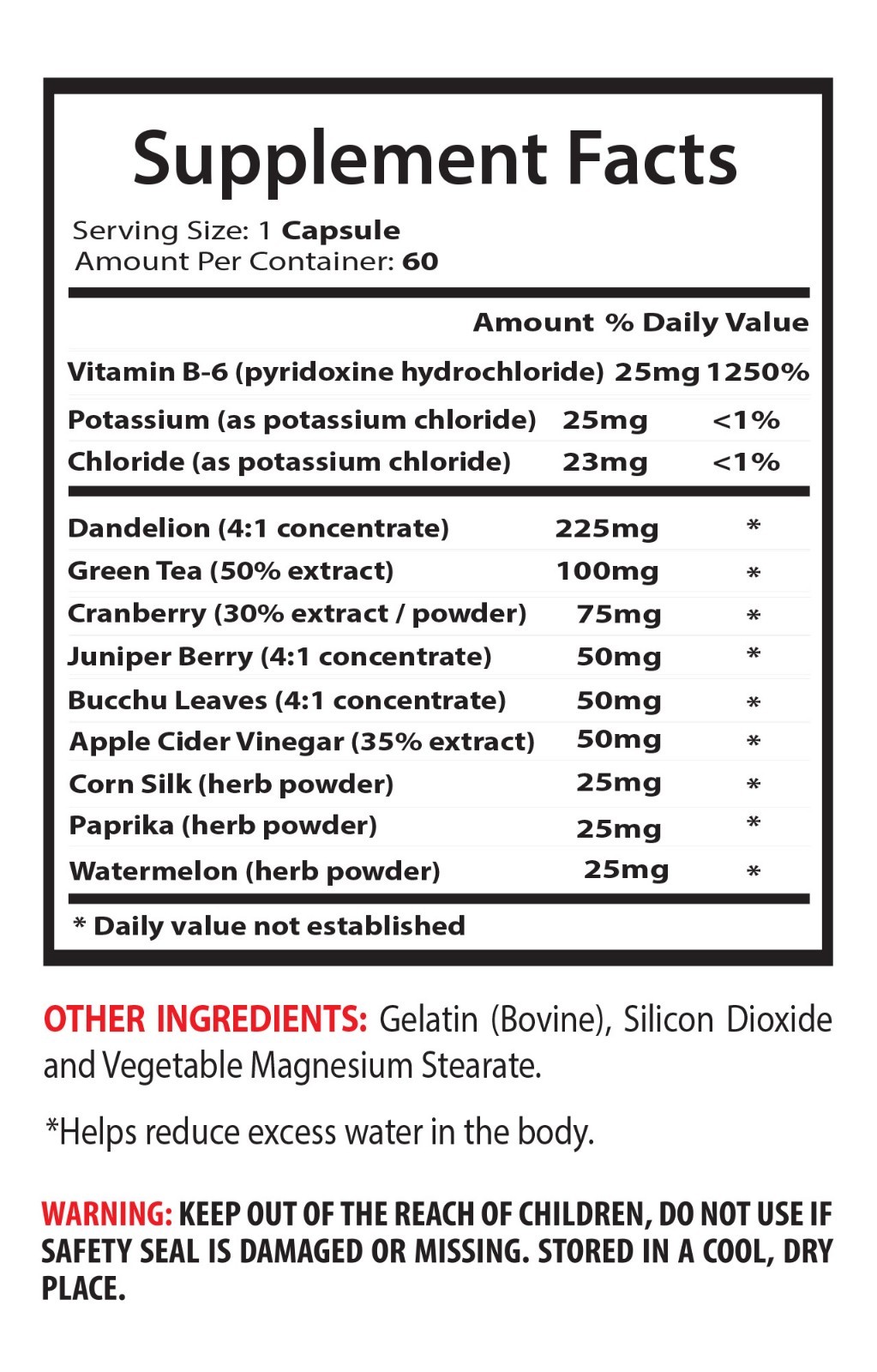 kidney cleanse and detox – WATER AWAY PILLS 700mg 3B — remove excess water