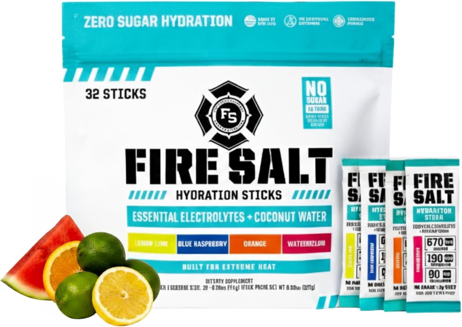 Sugar-Free Fire Salt Hydration Sticks – 32 Count Variety Flavors for Active Life