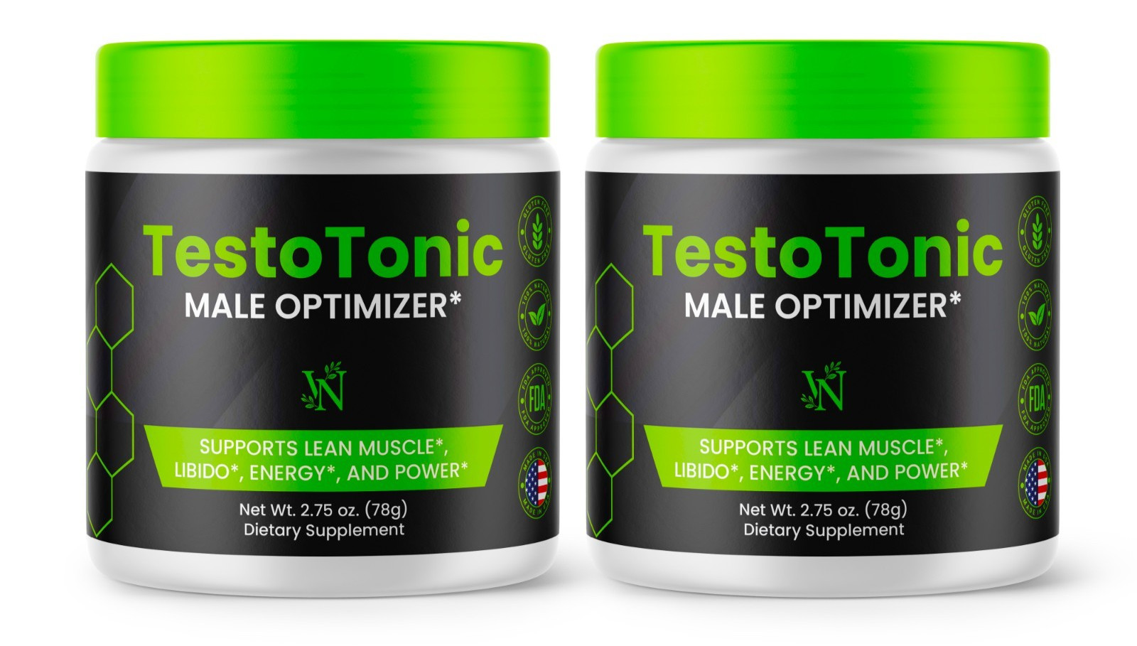 TestoTonic Men Optimizer for Muscle Libido Energy and Power Powder, 2 Pack 60SRV