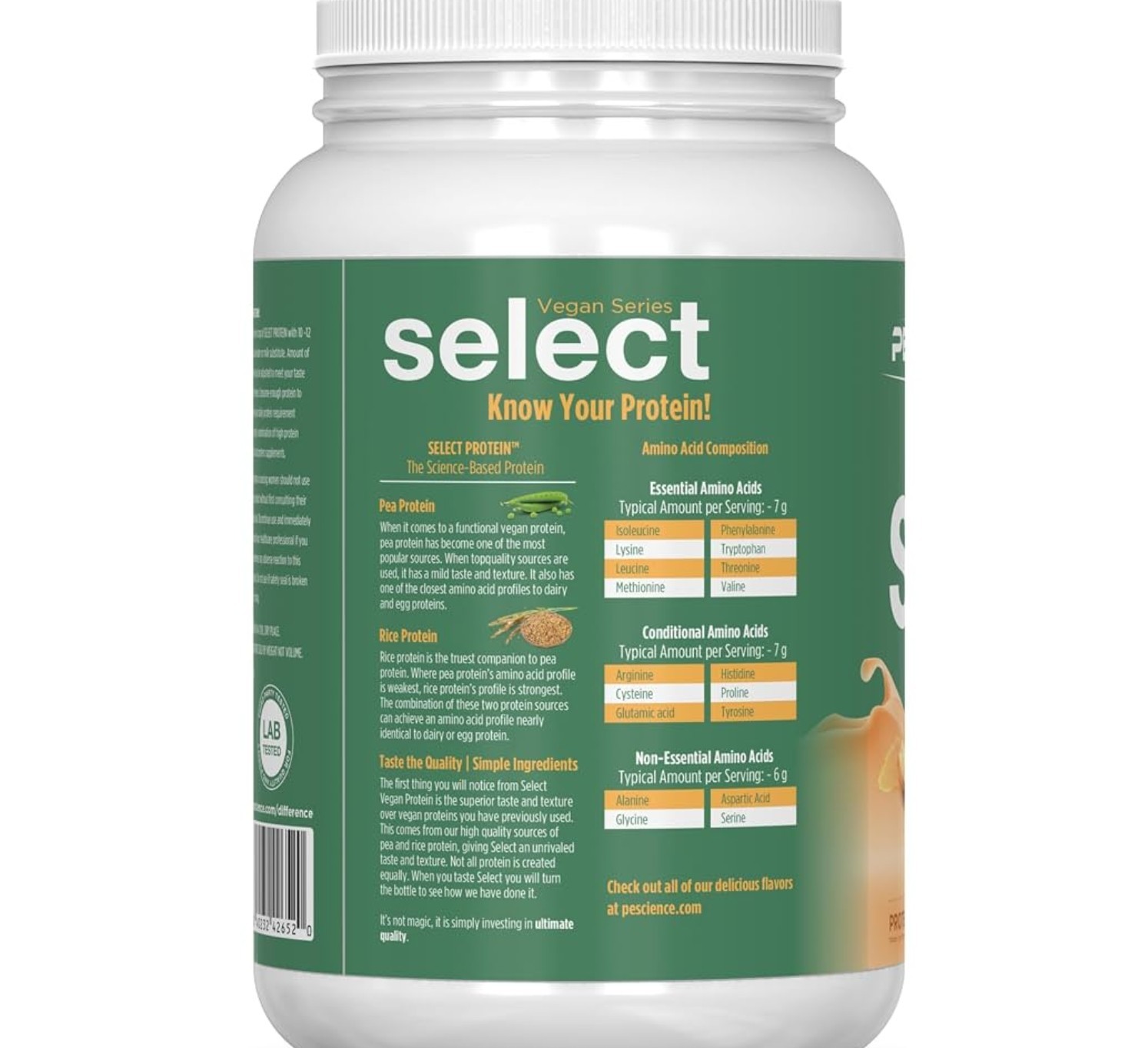 PESCIENCE SELECT PLANT PROTEIN Vegan 2lb (27 Serv) Peanut Butter BEST BY 11/26