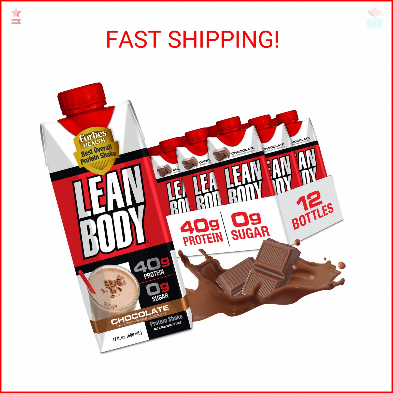Labrada Lean Body Ready-to-Drink Chocolate Protein Shake, 40g Protein, Whey Blen