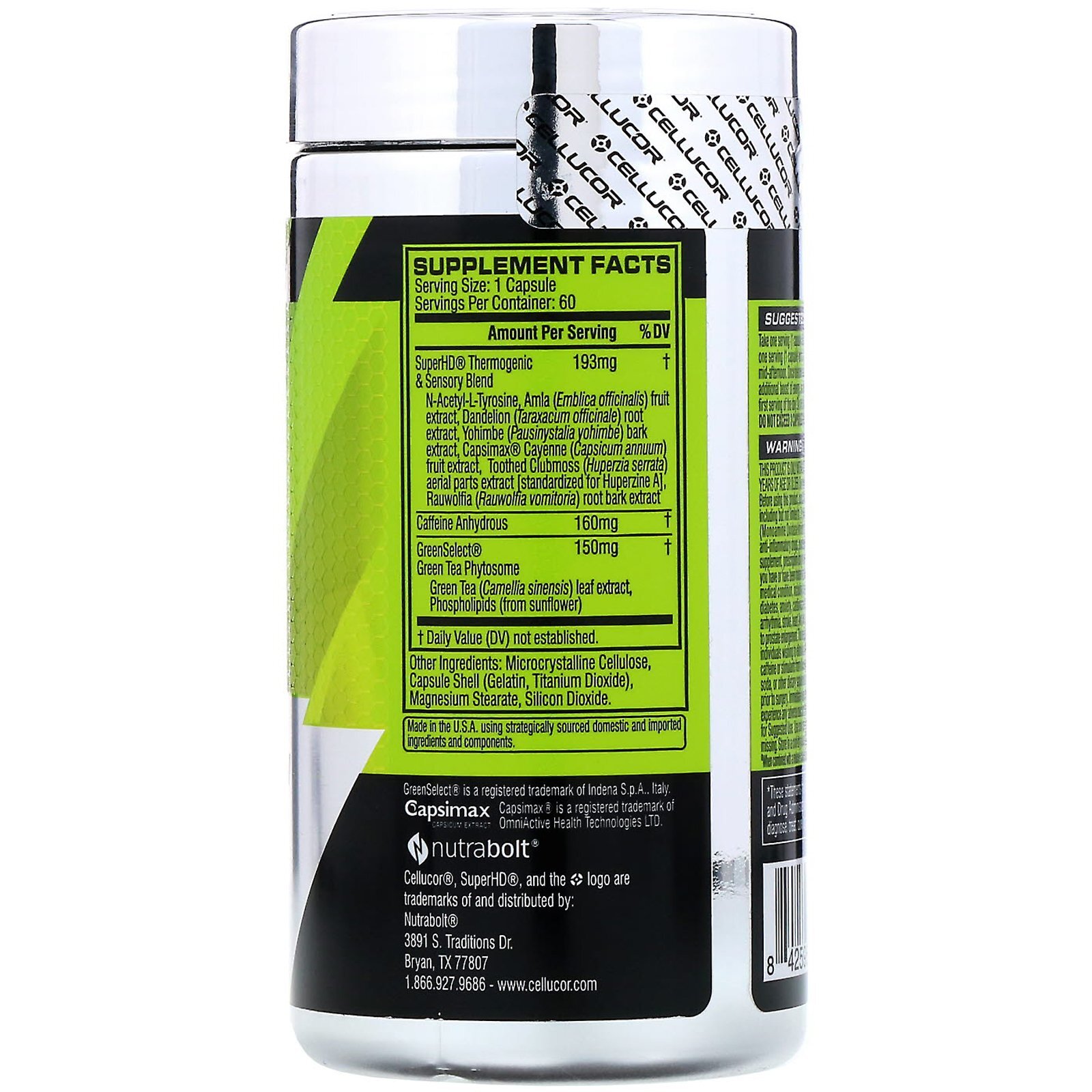 Cellucor SuperHD High-Definition Fat Burner 60 Capsules Dietary Supplement