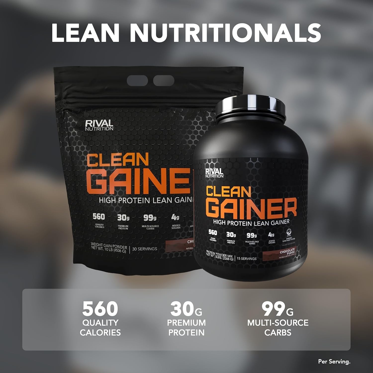 5lb Clean Gainer Powder, Supports Muscle Growth with 560 Calories per Serving