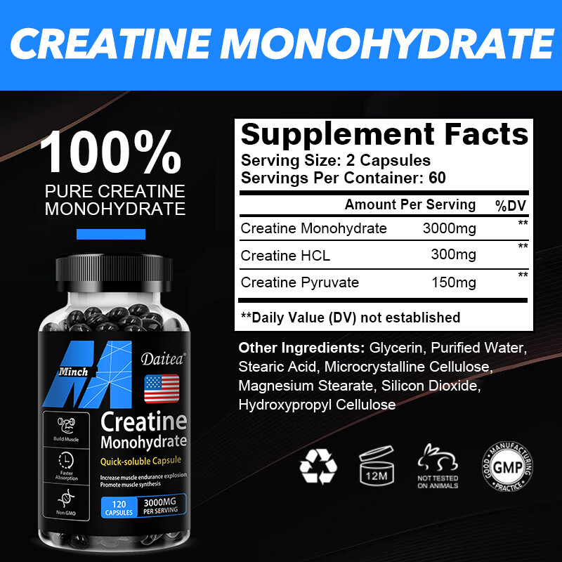 Creatine Monohydrate 3000g – Supports Muscle Body building，Explosive Pumps