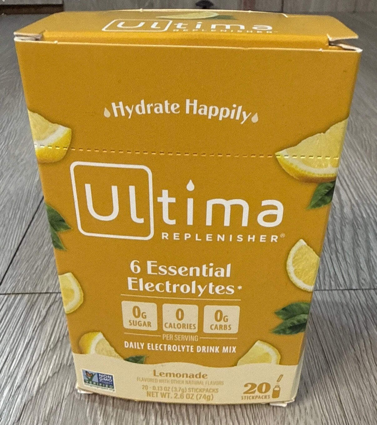 8/26 Ultima Replenisher New Formula Lemonade (20 Count Stickpacks) Net WT. 2.5 O
